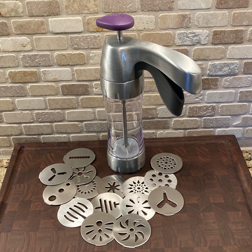 Wilton Stainless Steel Cookie Press with 15 disks
